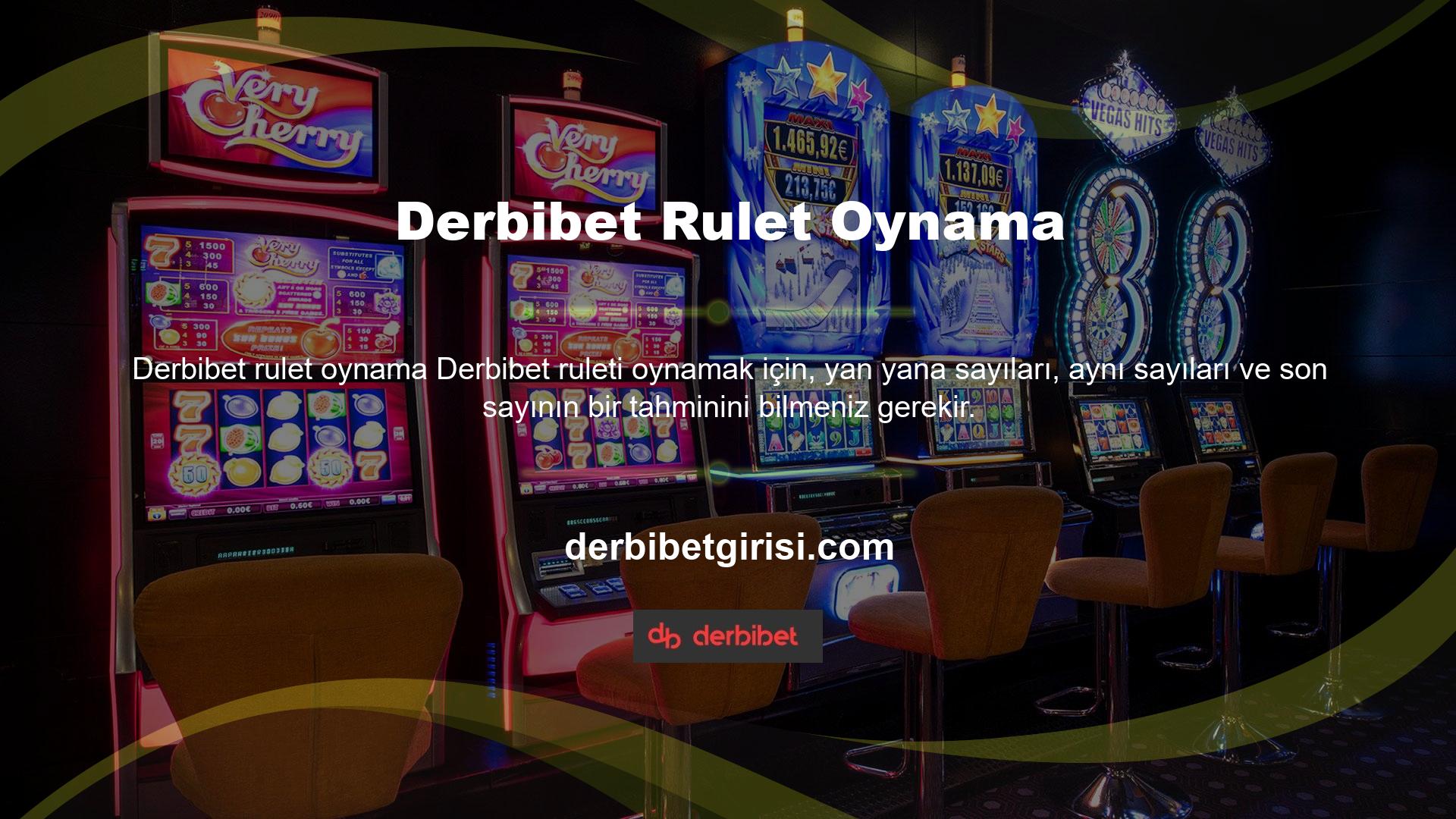 Derbibet bahisleri, oyuncuların yüksek kazanan oranlara ulaşmasına yardımcı olmak için gerçek zamanlı grafiklere ve 3D özelliklere dayanan kesintisiz rulet ve hile oyunları sunar